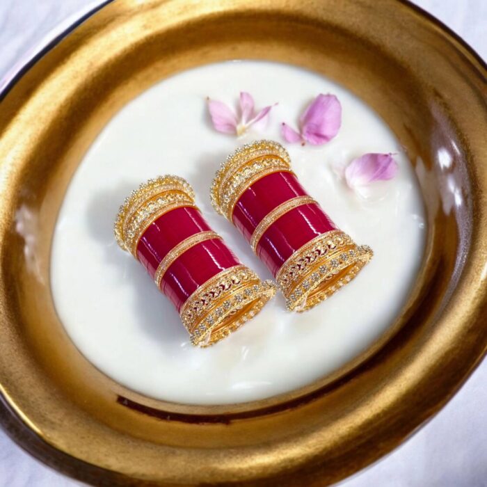 Designer Chura - Red - Flower | Wedding Chura Bangles - Image 4
