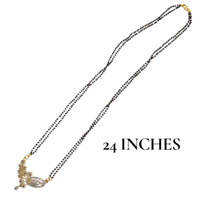 24 inch double line mangalsutra chain with black beads