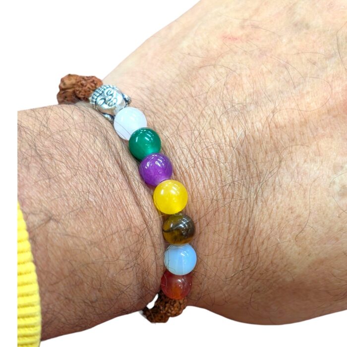 7 Chakra Healing Crystals with Rudraksha beads Bracelets - Image 3