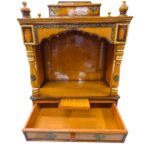 Large Wooden mandir with slide out drawers and jyot stand