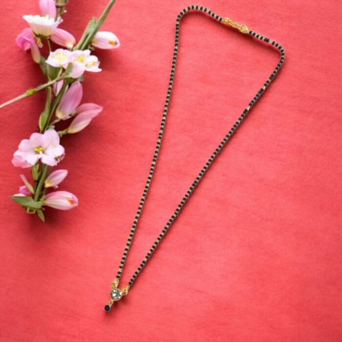 Sleek and slender one stone pendant mangal sutra for every day use