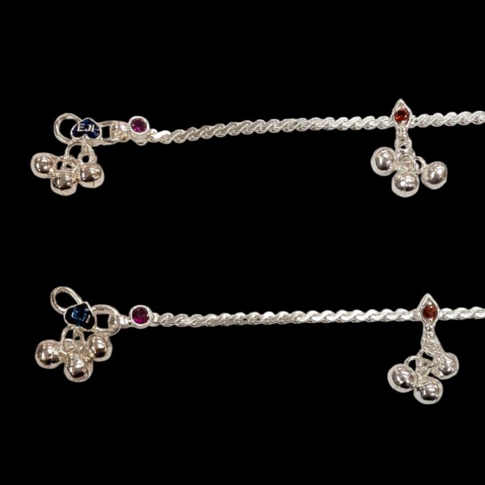 Close up of Pure Silver Anklets