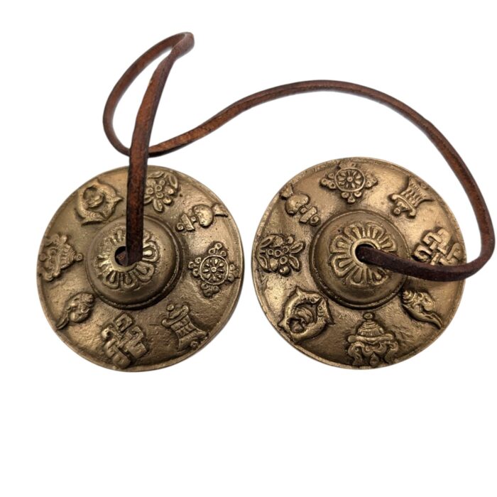 Handmade Bronze Tingsha Bell with Buddhist symbols - 6.7 cm - Image 2