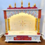 Wooden Mandir for Home | Golden & Red – 24 in x 29 in x 12 in