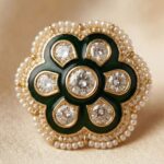 Kundan white stone detailing on floral stud earrings