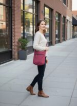 Casual fabric crossbody bag for women with front zipper pocket