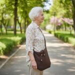 Minimalist women’s crossbody bag worn casually outdoors