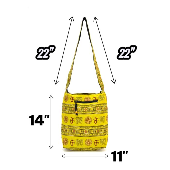 Cotton Sling Bag with Om Print - Yellow - Image 4