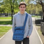 Cotton Sling Bag with Om Print - Blue - Image 2