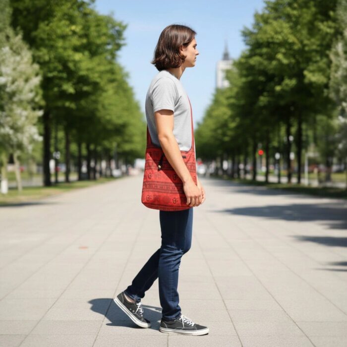 Cotton Sling Bag with Om Print - Red - Image 2