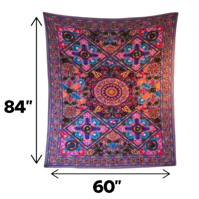 Embroidery Cotton Tapestry - Purple - Image 4