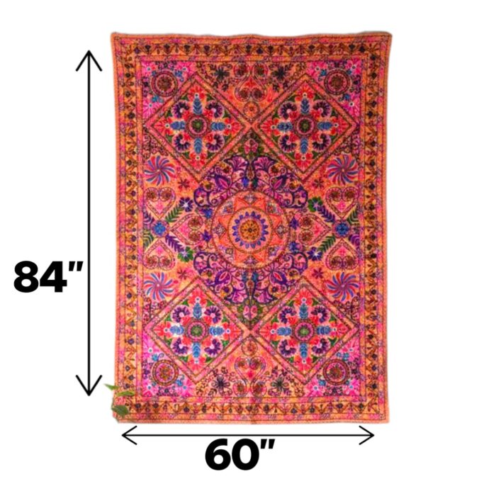 Embroidery Cotton Tapestry - Orange - Image 4