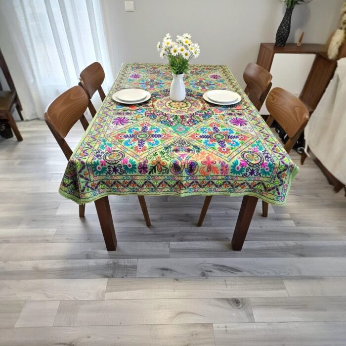 Embroidery Cotton Tapestry - Lite Green - Image 2