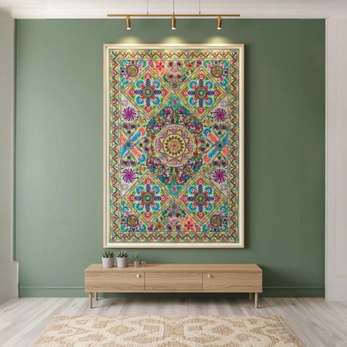 Embroidery Cotton Tapestry - Lite Green - Image 6