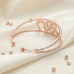 Side profile view of rose gold american diamond bracelet