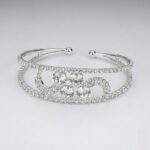 Close up of elegant American Diamond Bracelet with silver finish