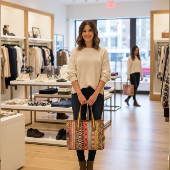 Embroidered Patchwork Tote Bag - Image 5