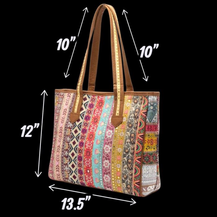 Embroidered Patchwork Tote Bag - Image 4