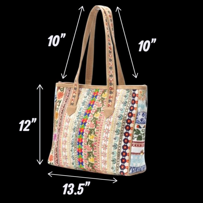 Embroidered Patchwork Tote Bag - Image 4