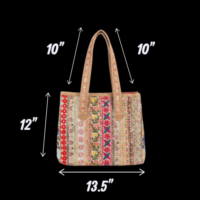 Embroidered Patchwork Tote Bag - Image 4