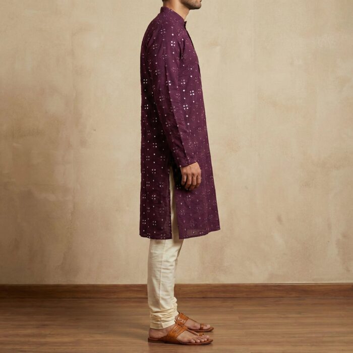 Side profile view of Party wear kurta for men