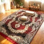 Floral border Red area rug for home décor