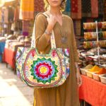 Kashmiri embroidery Tote Bag - Sun - Green