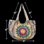 Kashmiri embroidery Tote Bag - Sun - Green - Image 4