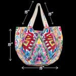 Kashmiri embroidery Tote Bag - 2 elephants - Red - Image 4