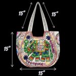 Kashmiri embroidery Tote Bag - Elephant - Green - Image 4