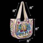 Kashmiri embroidery Tote Bag - Elephant - Turquoise - Image 4