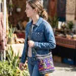 Jacquard Sling Bag with Embroidery - Blue