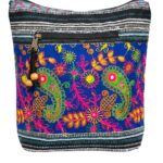 Jacquard Sling Bag with Embroidery - Blue - Image 3
