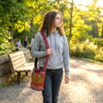 Jacquard Sling Bag with Embroidery - Red - Image 2
