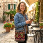 Jacquard Sling Bag with Embroidery - Black