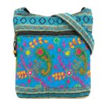 Jacquard Sling Bag with Embroidery - Turquoise - Image 3