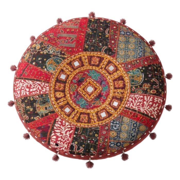 Cotton patchwork floor pouf