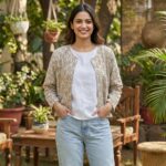 Printed cotton women’s jacket lightweight open style