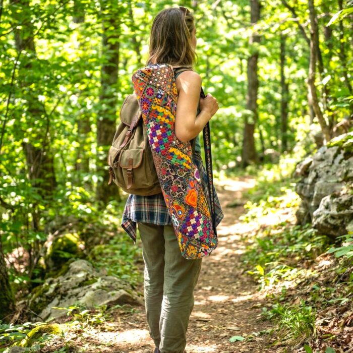 Embroidered Yoga mat Bag - Black - Image 6