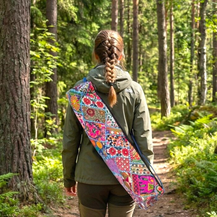 Embroidered Yoga mat Bag - Turquoise - Image 5