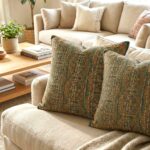 Set of 2 - Kantha work Cushion Cover - Green