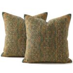 Set of 2 - Kantha work Cushion Cover - Green - Image 2