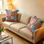 Set of 2 - Patchwork work Cushion Cover - Blue