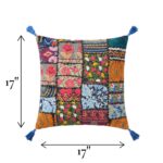 Set of 2 - Patchwork work Cushion Cover - Blue - Image 3