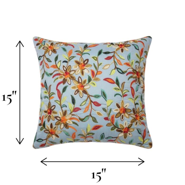 Set of 2 - Embroidered Cushion Cover - Lite Grey - Image 3