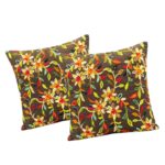 Set of 2 - Embroidered Cushion Cover - Brown - Image 2