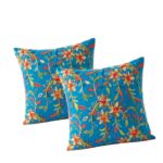 Set of 2 - Embroidered Cushion Cover - Blue - Image 2