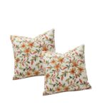 Embroidered white cotton cushion cover set of 2