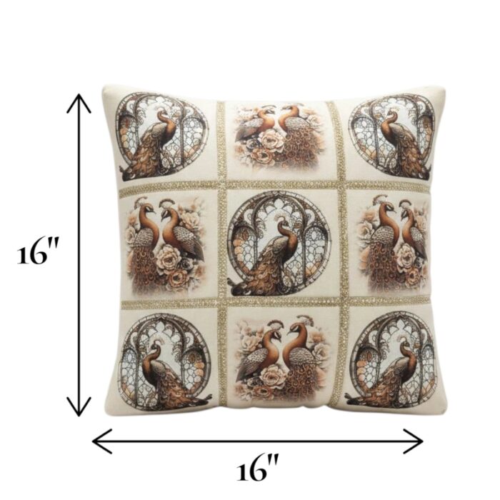 Set of 2 - Cotton Cushion Cover - Peacock - Image 3