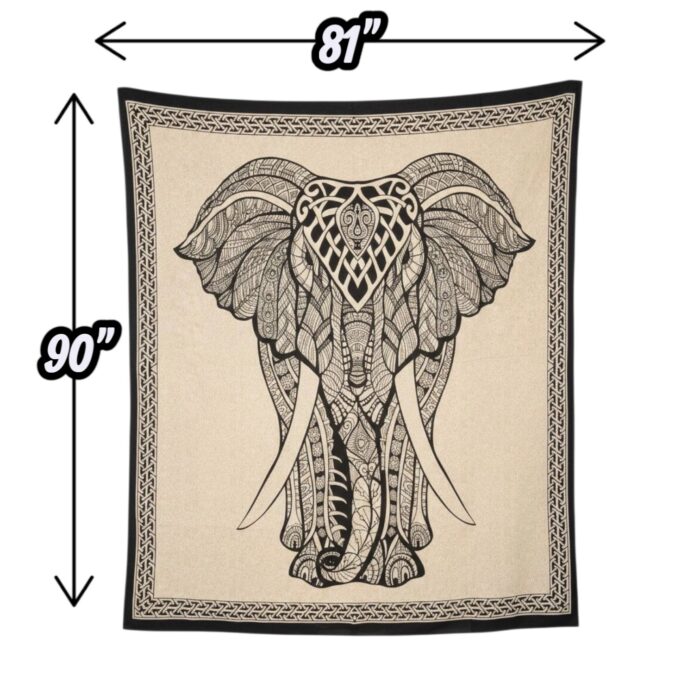 Boho Elephant Black-White Tapestry - Big - Image 4